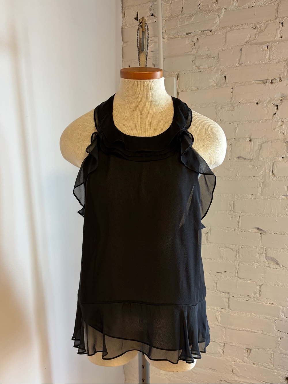 Silk Diane Van Furstenberg Halter Top with Ruffles